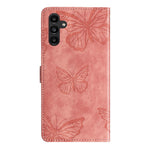 Samsung Galaxy A18 4G / A18 5G / A17 4G / A17 5G / A26 5G-cover med sommerfugledesign, foldbart lædercover med hudlignende overflade