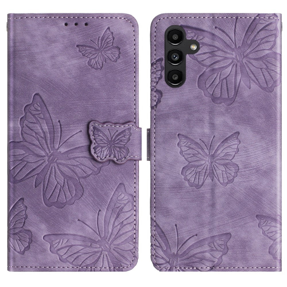 Samsung Galaxy A18 4G / A18 5G / A17 4G / A17 5G / A26 5G-cover med sommerfugledesign, foldbart lædercover med hudlignende overflade