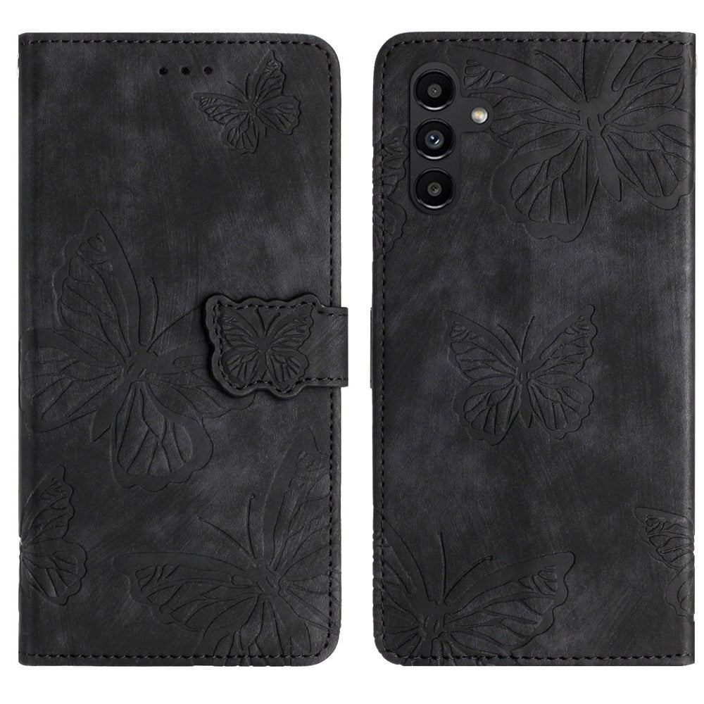 Samsung Galaxy A18 4G / A18 5G / A17 4G / A17 5G / A26 5G-cover med sommerfugledesign, foldbart lædercover med hudlignende overflade