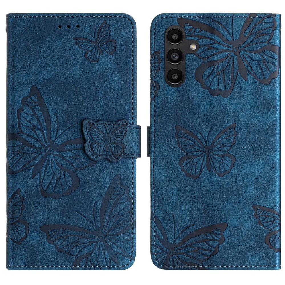 Samsung Galaxy A18 4G / A18 5G / A17 4G / A17 5G / A26 5G-cover med sommerfugledesign, foldbart lædercover med hudlignende overflade