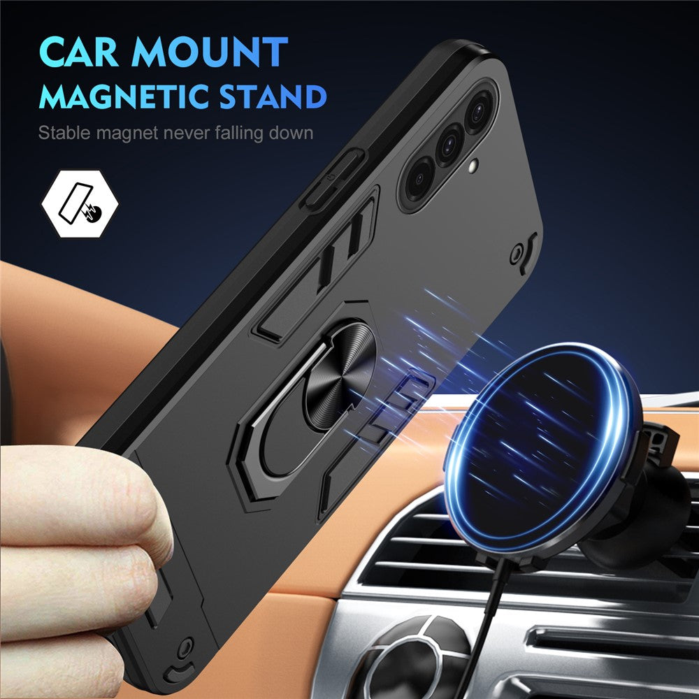 Til Samsung Galaxy A36 5G Cover PC+TPU Beskyttende Telefoncover med Ring-stativ