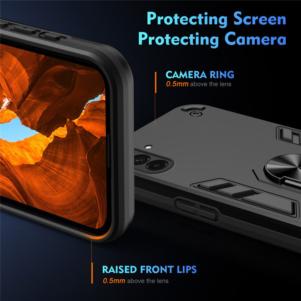 Til Samsung Galaxy A36 5G Cover PC+TPU Beskyttende Telefoncover med Ring-stativ