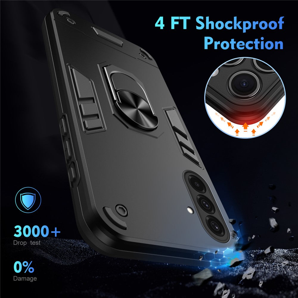 Til Samsung Galaxy A36 5G Cover PC+TPU Beskyttende Telefoncover med Ring-stativ