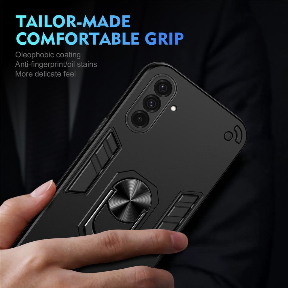 Til Samsung Galaxy A36 5G Cover PC+TPU Beskyttende Telefoncover med Ring-stativ
