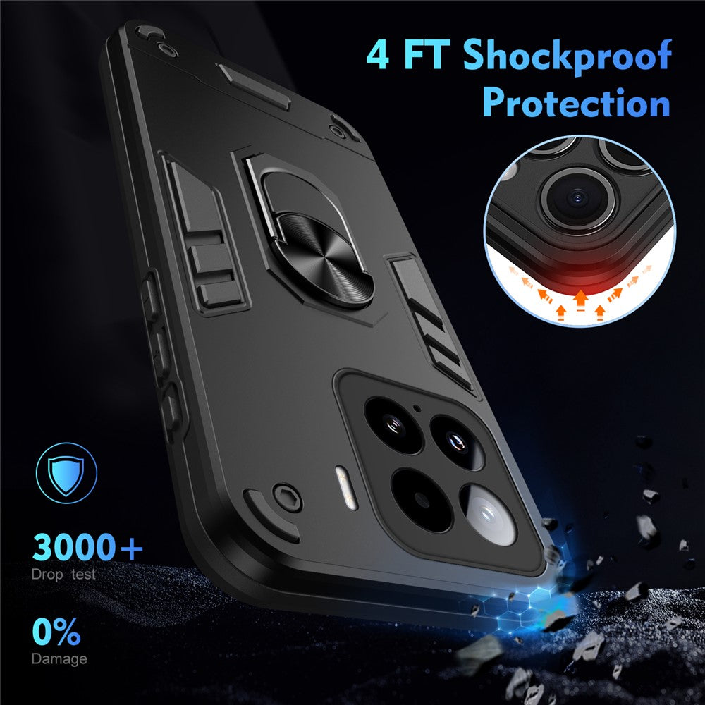 For Xiaomi 15 Case PC+TPU Drop Defend Phone Cover with Ring Kickstand