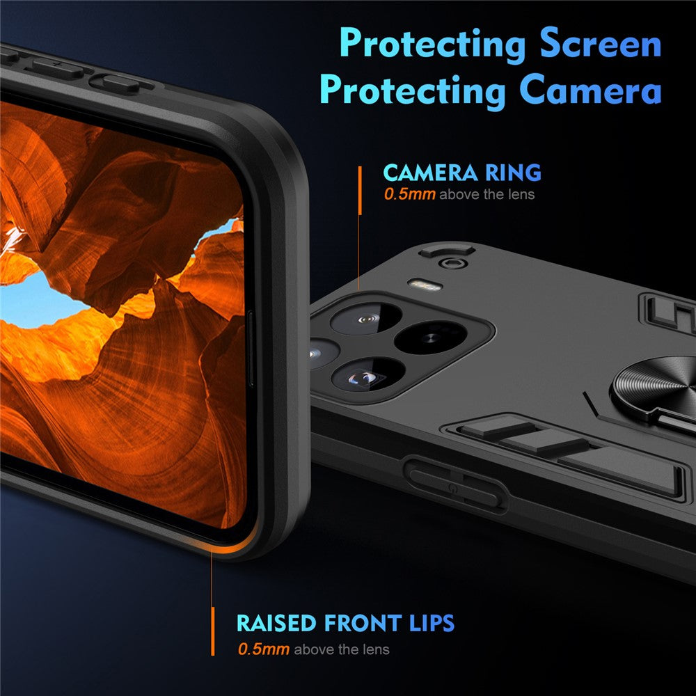 For Xiaomi 15 Pro Case PC+TPU Drop Defend Phone Cover with Ring Kickstand