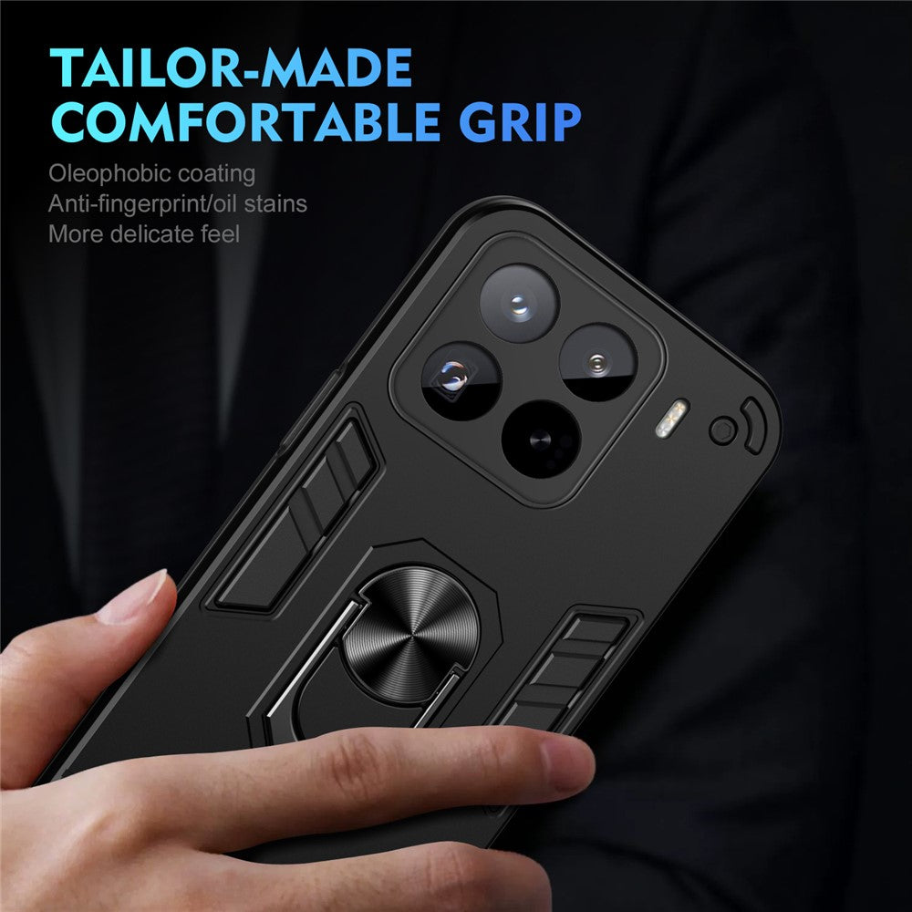 For Xiaomi 15 Pro Case PC+TPU Drop Defend Phone Cover with Ring Kickstand