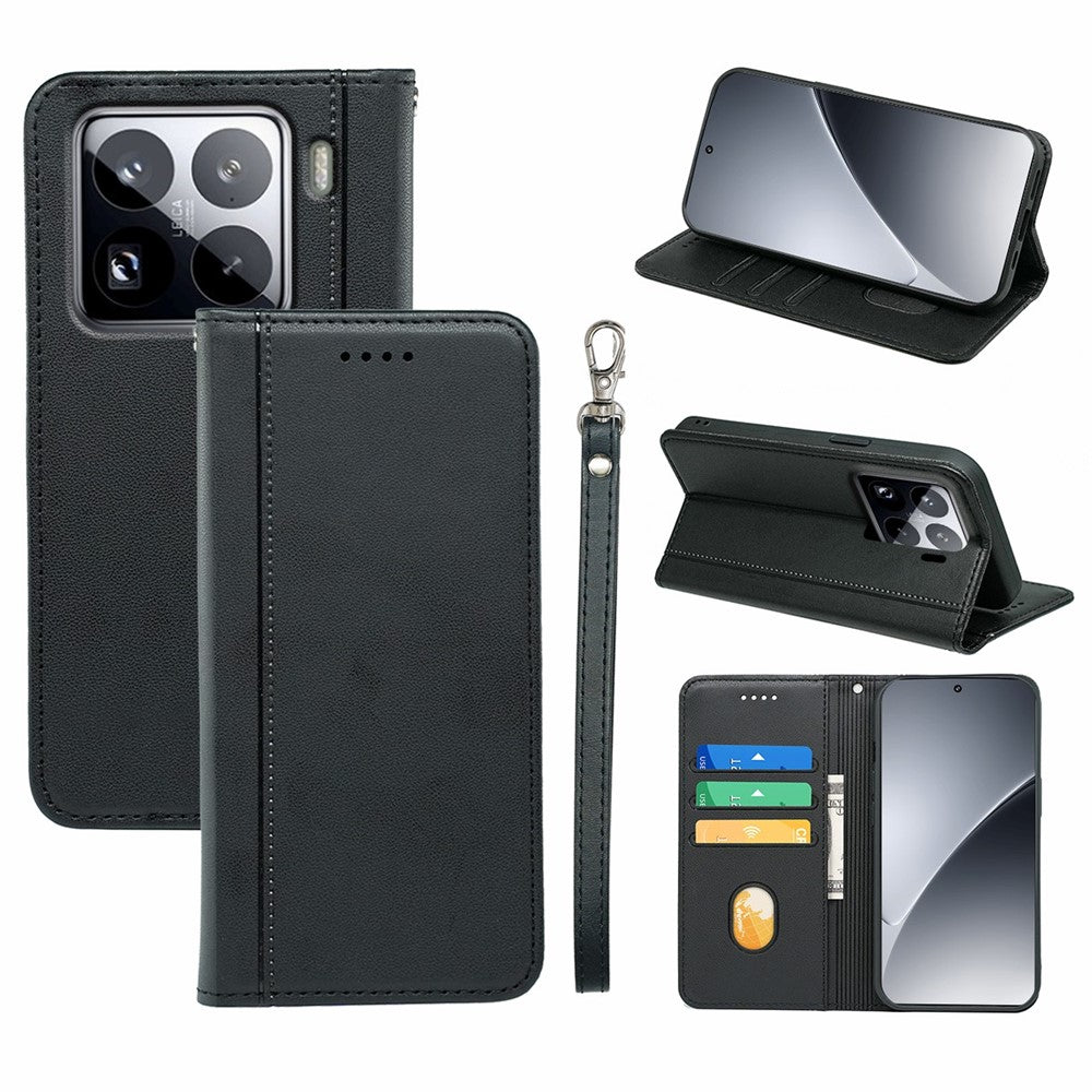 HX01 For Xiaomi 15 Wallet Case Magnetic Closing PU Leather Phone Cover