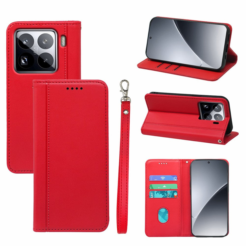 HX01 For Xiaomi 15 Wallet Case Magnetic Closing PU Leather Phone Cover