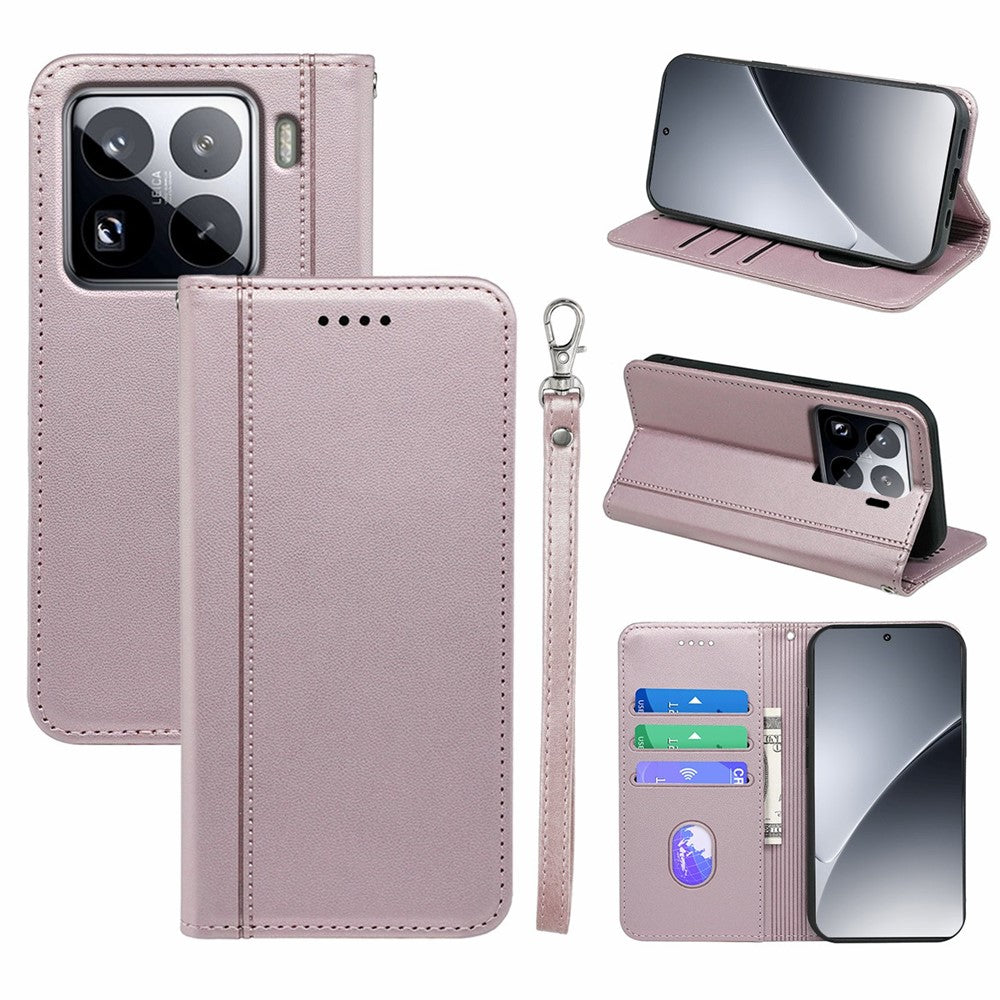 HX01 For Xiaomi 15 Wallet Case Magnetic Closing PU Leather Phone Cover