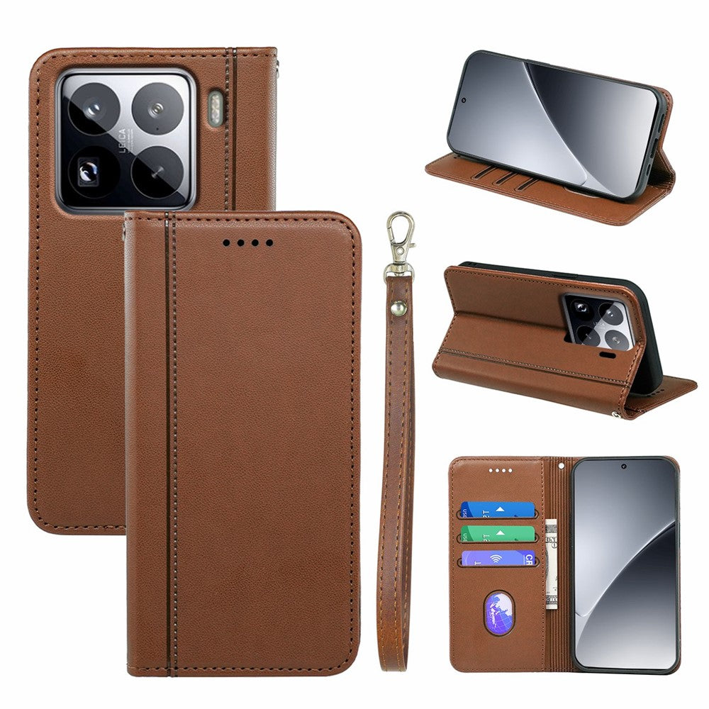 HX01 For Xiaomi 15 Wallet Case Magnetic Closing PU Leather Phone Cover