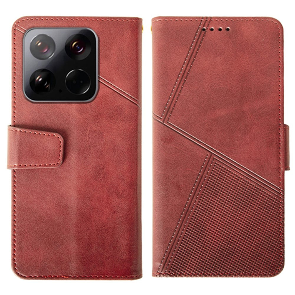 IDEWEI For Xiaomi 15 Case Leather Wallet Phone Cover Stand Calf Texture