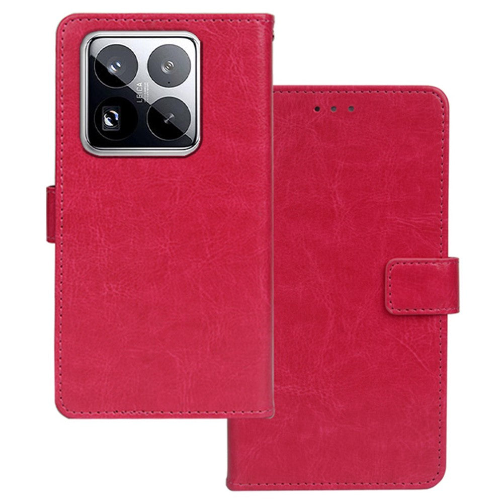 IDEWEI For Xiaomi 15 Pro Case Card Slots Holder Leather Phone Cover Crazy Horse Texture