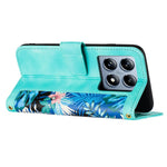 For Xiaomi 14T Pro Case PU Leather Floral Phone Cover with Card Slots