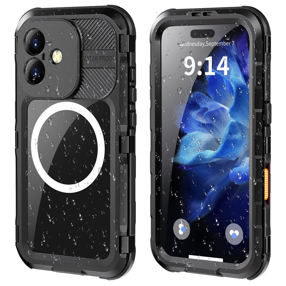 SHELLBOX M-serien för iPhone 16 IP68 vattentätt fodral i metall, dykfodral, kompatibelt med MagSafe
