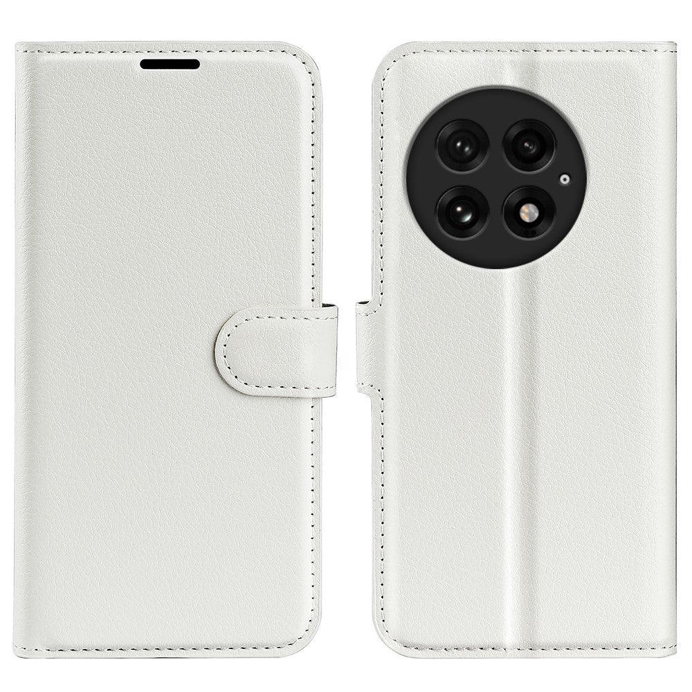 OnePlus 13-skal i litchi-textur, stötsäkert läder, plånboksfodral