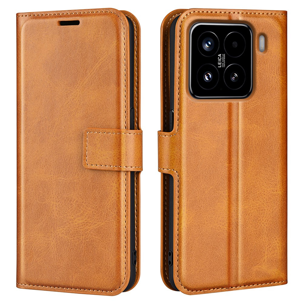 For Xiaomi 15 Stand Case Anti-Scratch Calf Texture Leather Phone Cover