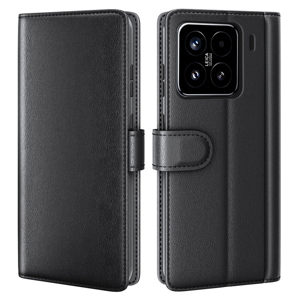 For Xiaomi 15 Case Genuine Split Leather Phone Cover with Wallet Stand