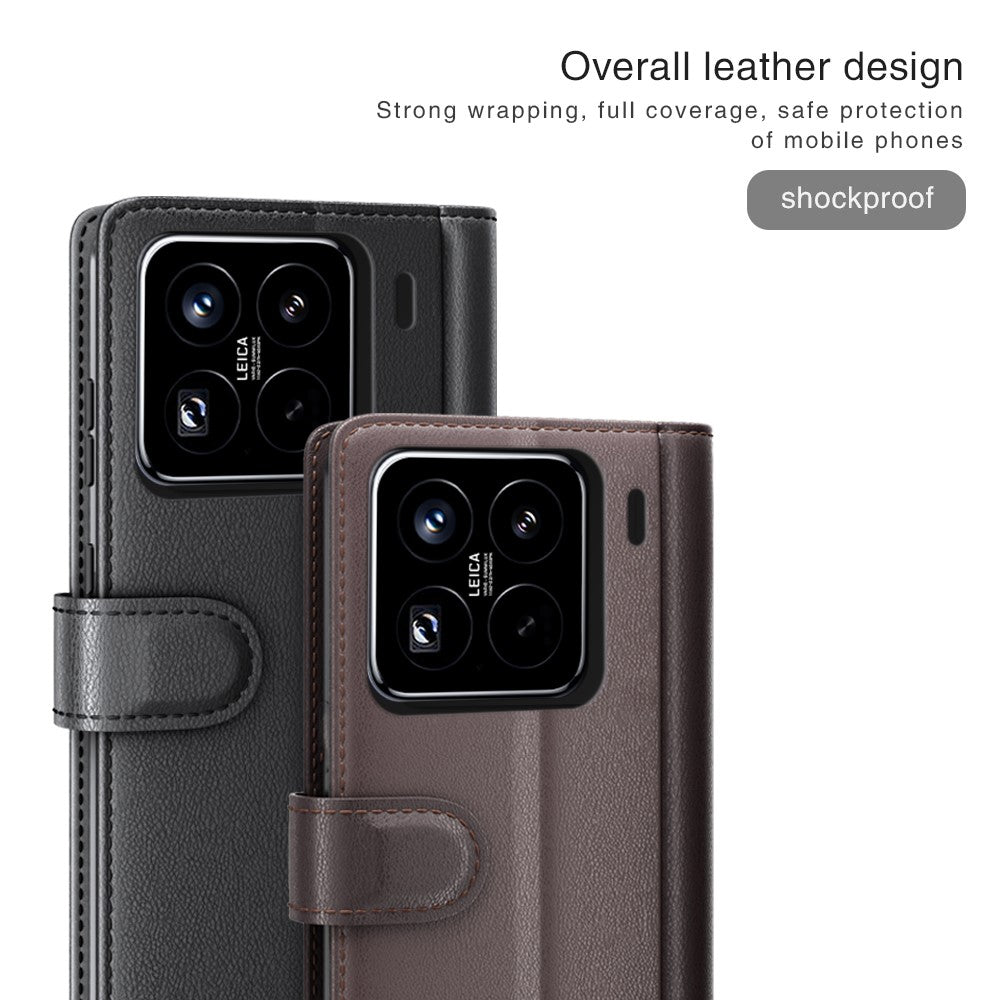 For Xiaomi 15 Pro Case Genuine Split Leather Phone Cover with Wallet Stand