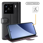 For Xiaomi 15 Pro Case Genuine Split Leather Phone Cover with Wallet Stand