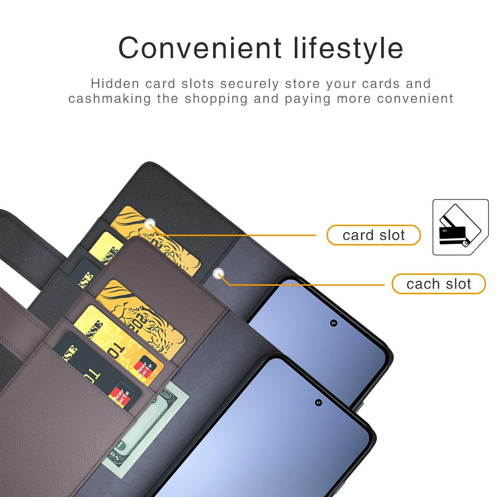 For Xiaomi 15 Pro Case Genuine Split Leather Phone Cover with Wallet Stand