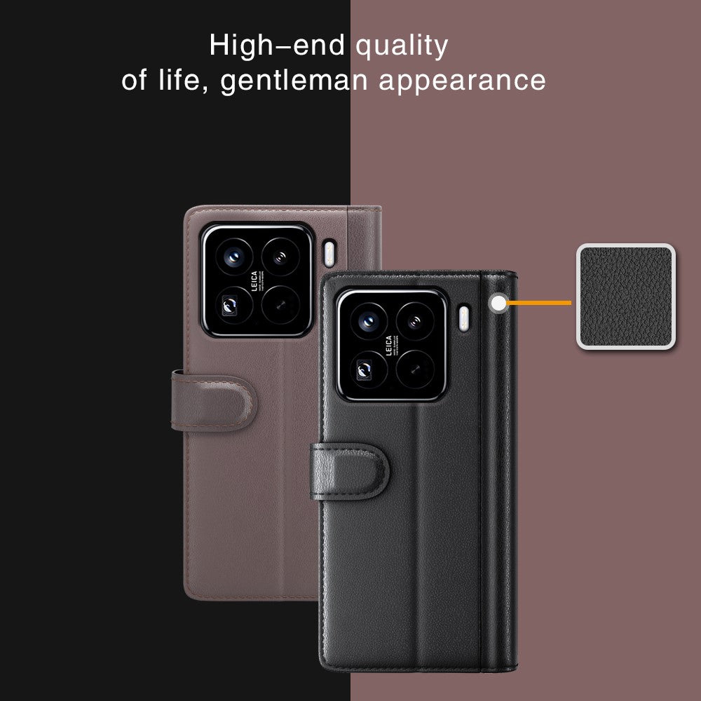 For Xiaomi 15 Pro Case Genuine Split Leather Phone Cover with Wallet Stand