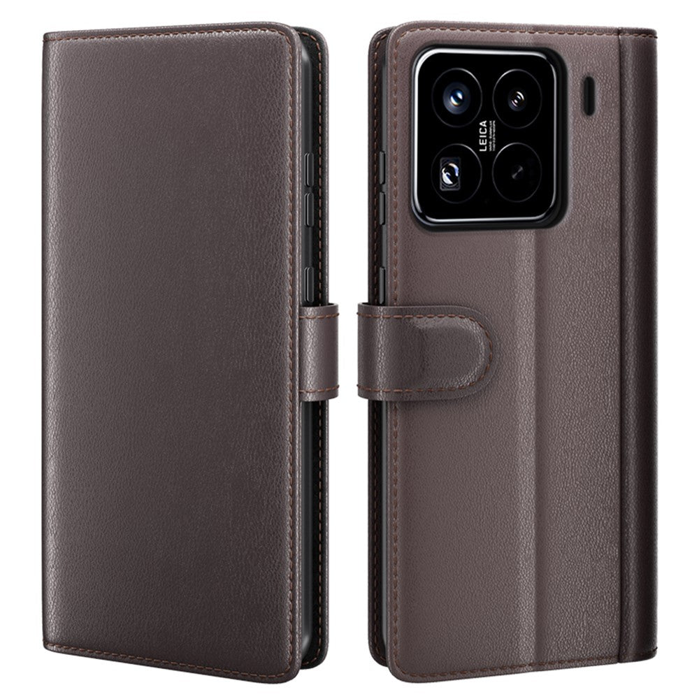 For Xiaomi 15 Pro Case Genuine Split Leather Phone Cover with Wallet Stand