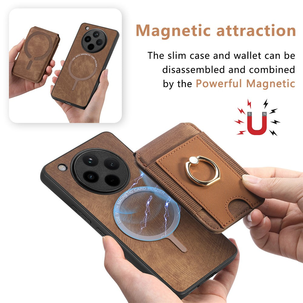 For Oppo Find X8 Pro 5G Magnetic Case Leather Back Cover with Detachable Card Holder Kickstand