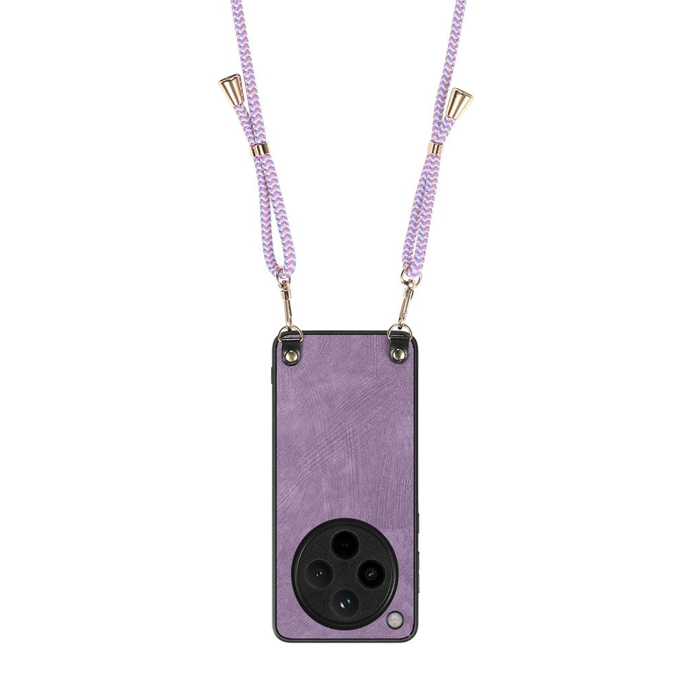 For Oppo Find X8 Pro 5G Case Retro Texture Leather Coated PC+TPU Phone Cover with Hanging Rope