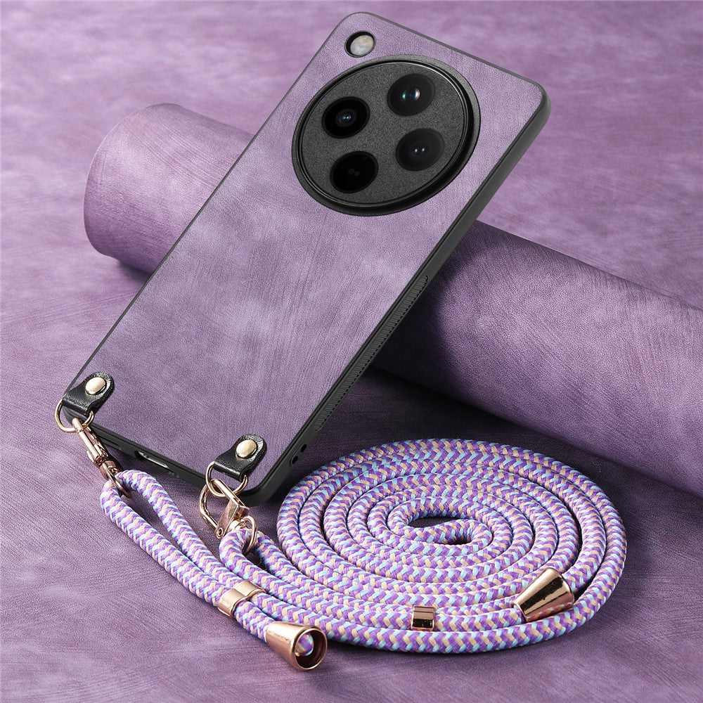 For Oppo Find X8 Pro 5G Case Retro Texture Leather Coated PC+TPU Phone Cover with Hanging Rope
