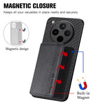 For Oppo Find X8 Pro 5G Case RFID Blocking Card Holder Carbon Fiber Leather+PC+TPU Phone Cover