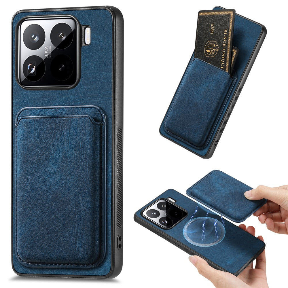 For Xiaomi 15 Pro Case Retro Leather+TPU Phone Cover with Detachable Card Slot