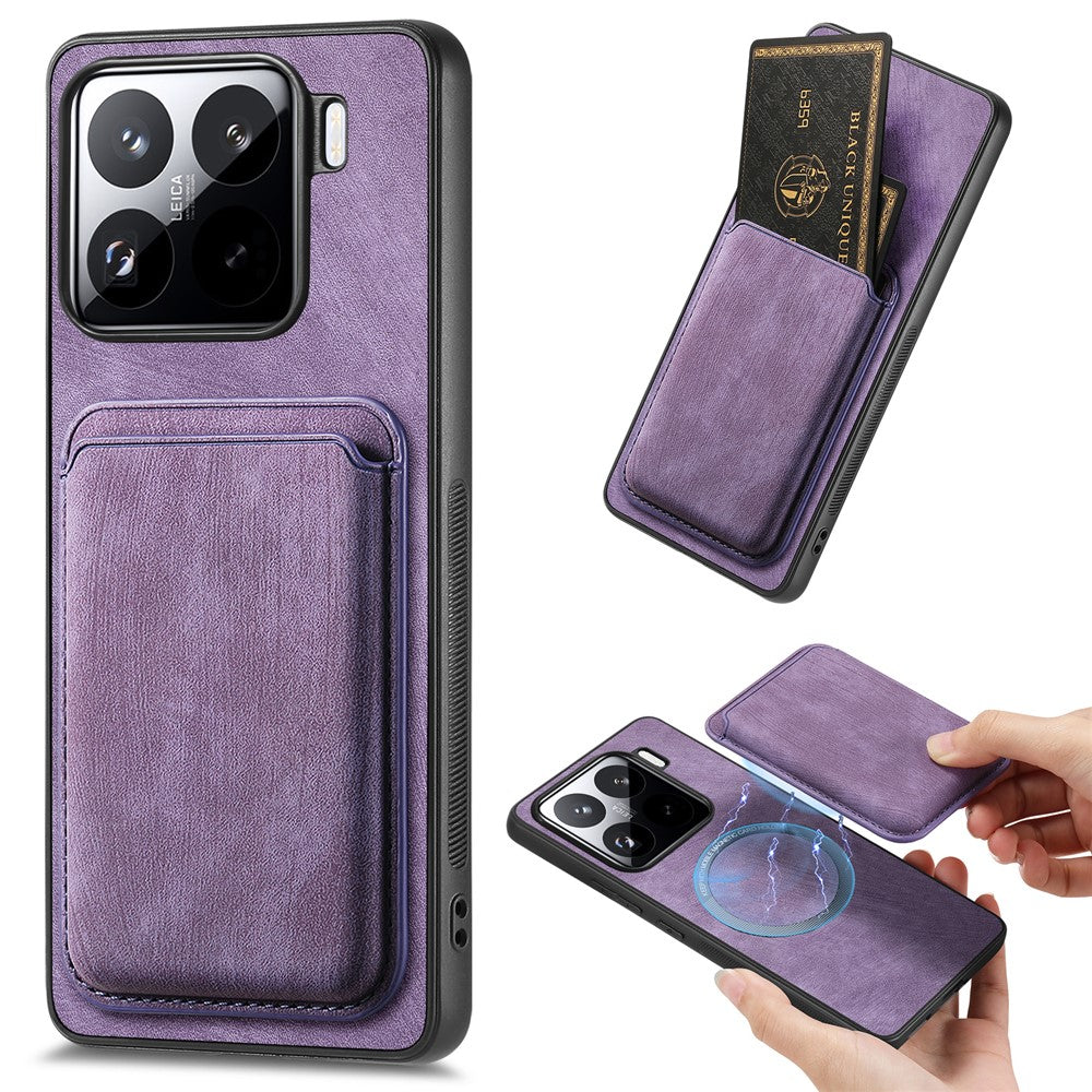 For Xiaomi 15 Pro Case Retro Leather+TPU Phone Cover with Detachable Card Slot
