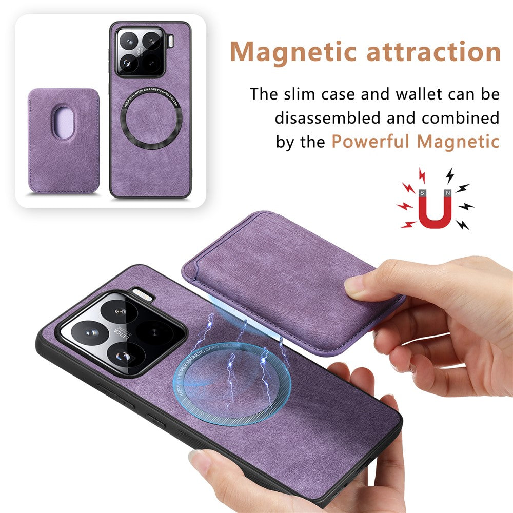 For Xiaomi 15 Pro Case Retro Leather+TPU Phone Cover with Detachable Card Slot