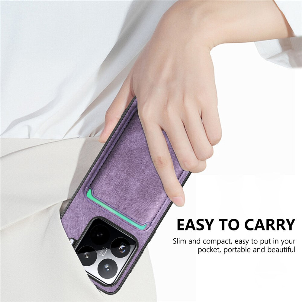 For Xiaomi 15 Pro Case Retro Leather+TPU Phone Cover with Detachable Card Slot