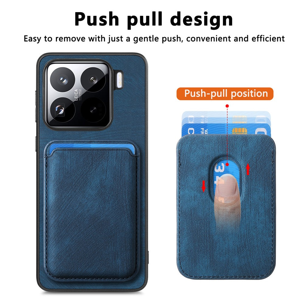 For Xiaomi 15 Pro Case Retro Leather+TPU Phone Cover with Detachable Card Slot