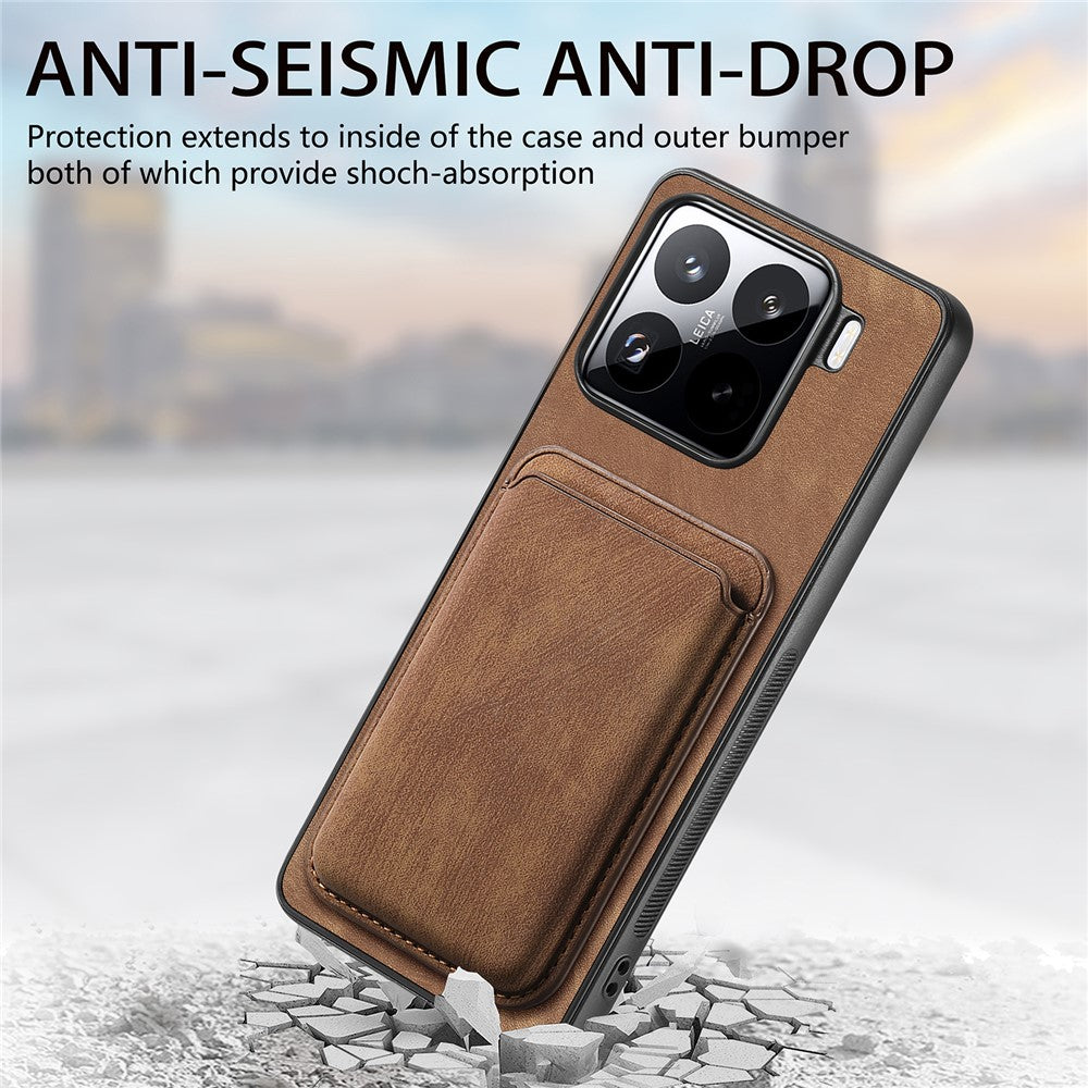 For Xiaomi 15 Pro Case Retro Leather+TPU Phone Cover with Detachable Card Slot