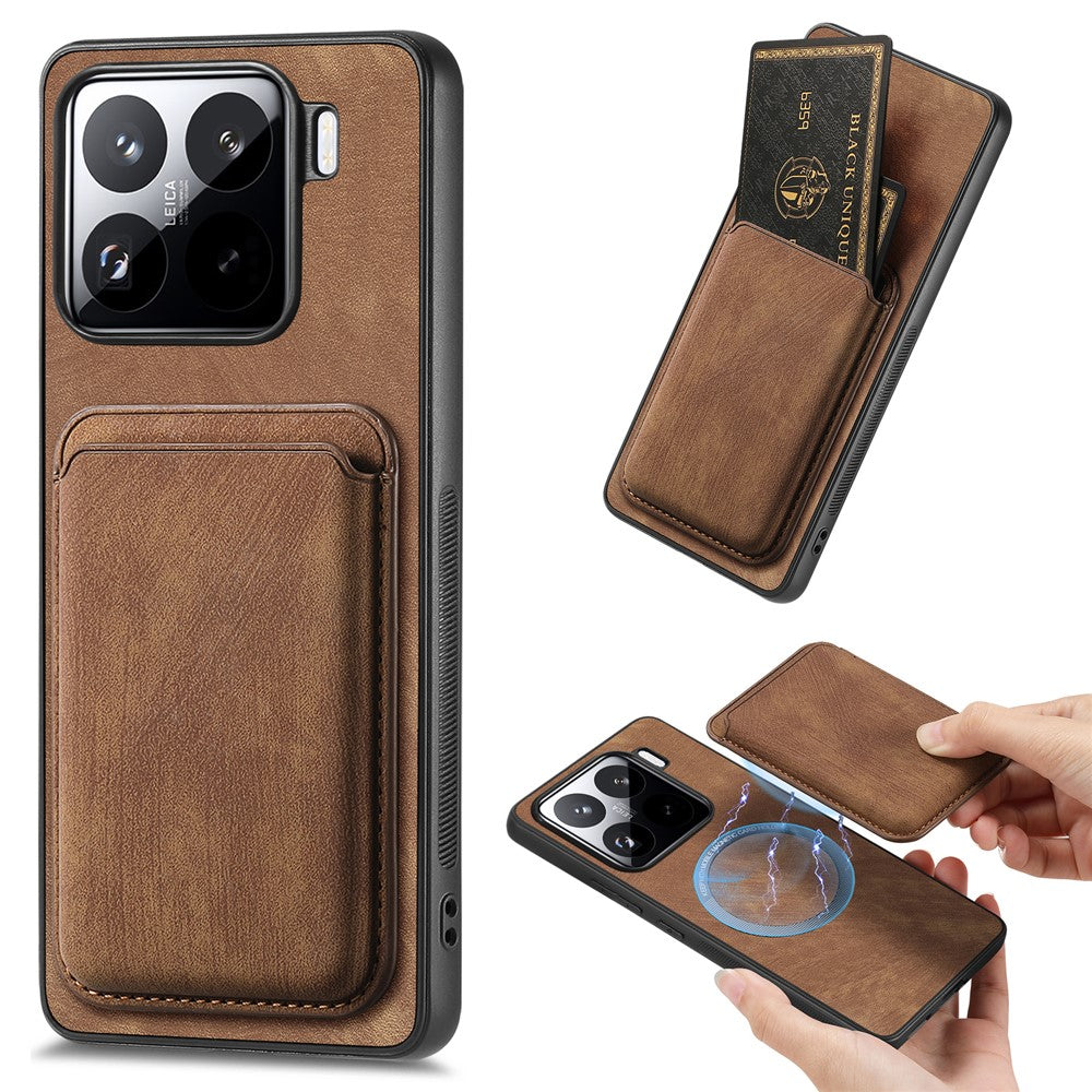 For Xiaomi 15 Pro Case Retro Leather+TPU Phone Cover with Detachable Card Slot