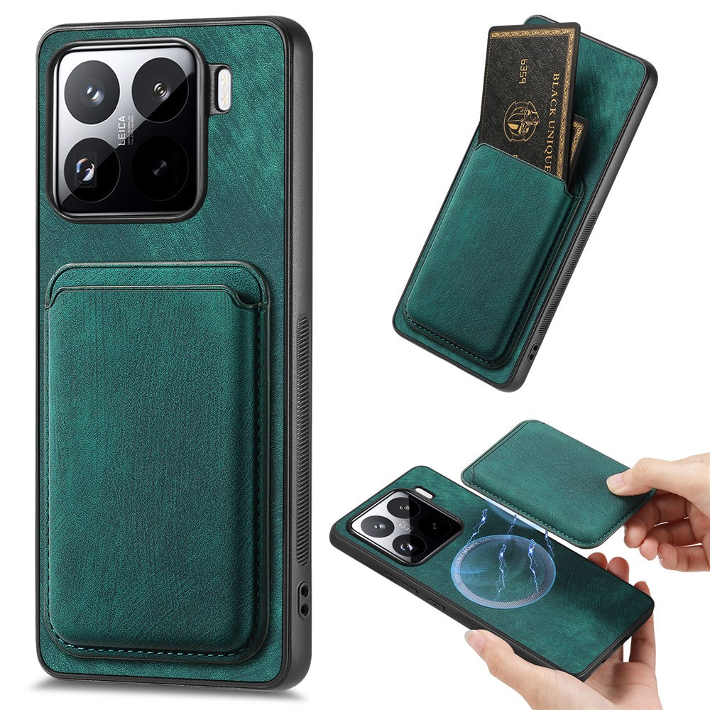 For Xiaomi 15 Pro Case Retro Leather+TPU Phone Cover with Detachable Card Slot