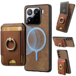 For Xiaomi 15 Magnetic Case Leather Back Cover with Detachable Card Holder Kickstand