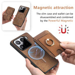 For Xiaomi 15 Magnetic Case Leather Back Cover with Detachable Card Holder Kickstand
