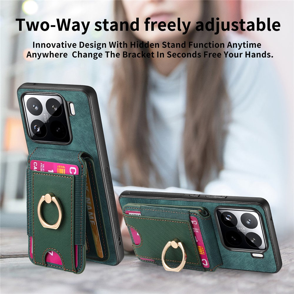 For Xiaomi 15 Magnetic Case Leather Back Cover with Detachable Card Holder Kickstand