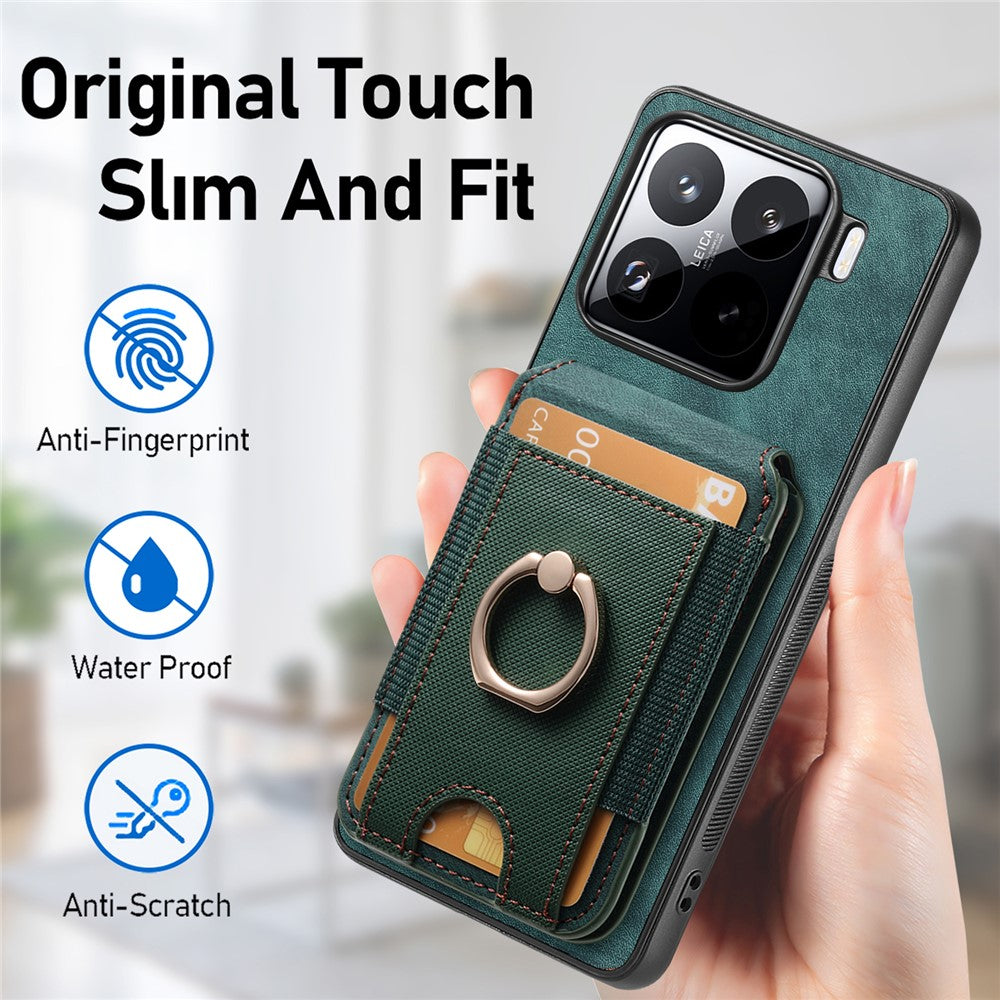 For Xiaomi 15 Magnetic Case Leather Back Cover with Detachable Card Holder Kickstand
