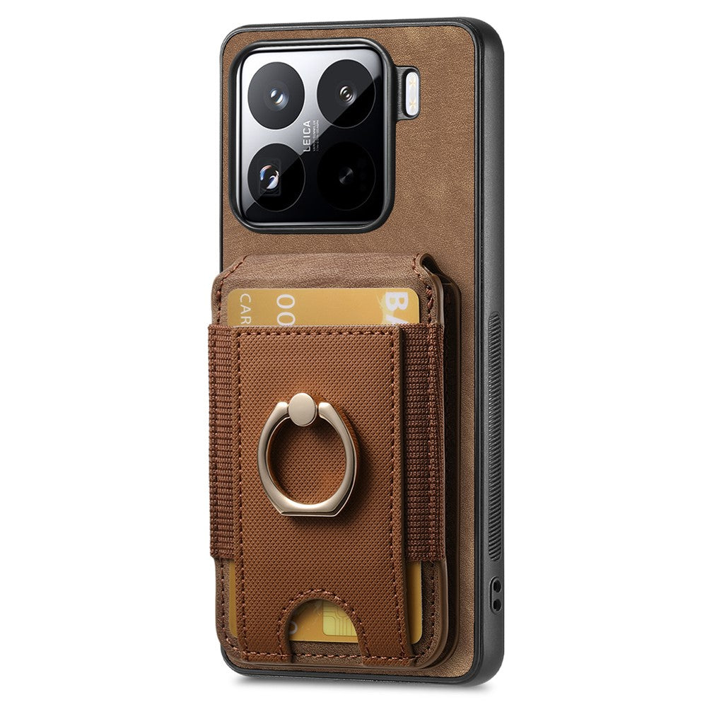 For Xiaomi 15 Magnetic Case Leather Back Cover with Detachable Card Holder Kickstand