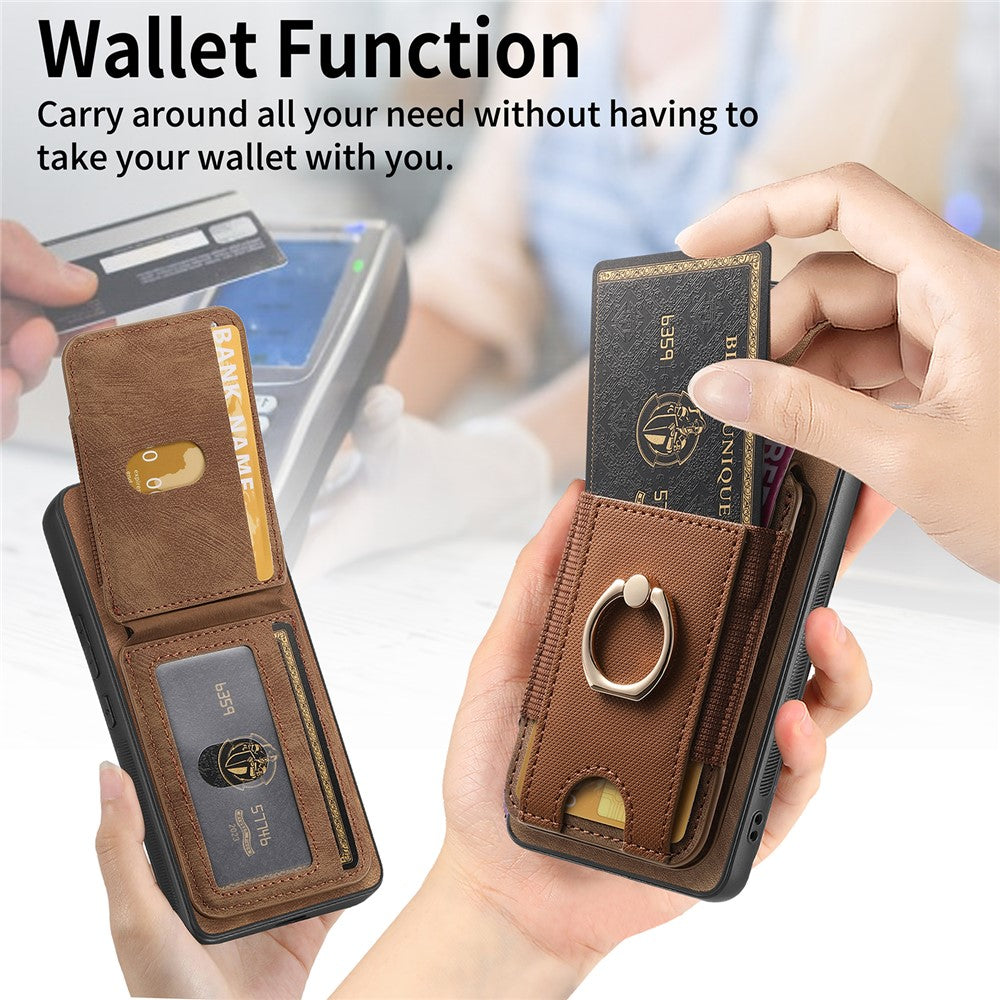 For Xiaomi 15 Magnetic Case Leather Back Cover with Detachable Card Holder Kickstand