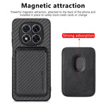 For Xiaomi Redmi Note 14 Pro 5G / Poco X7 5G Case Carbon Fiber Leather Back Cover with Detachable Card Bag