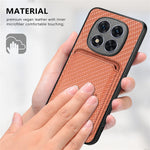 For Xiaomi Redmi Note 14 Pro 5G / Poco X7 5G Case Carbon Fiber Leather Back Cover with Detachable Card Bag