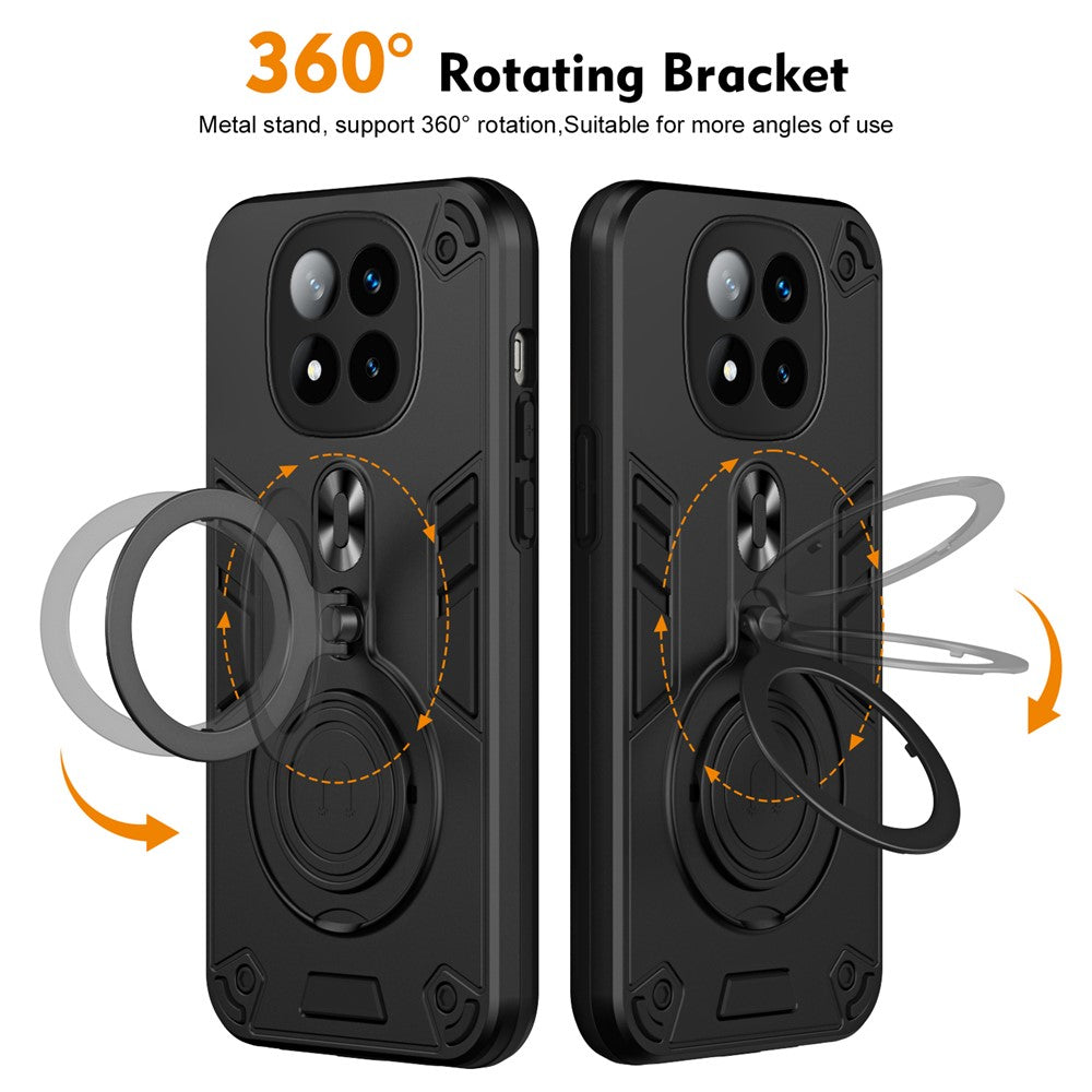 For Xiaomi Redmi Note 14 Pro+ 5G Case Rotatable Kickstand PC+TPU Drop Protection Phone Cover