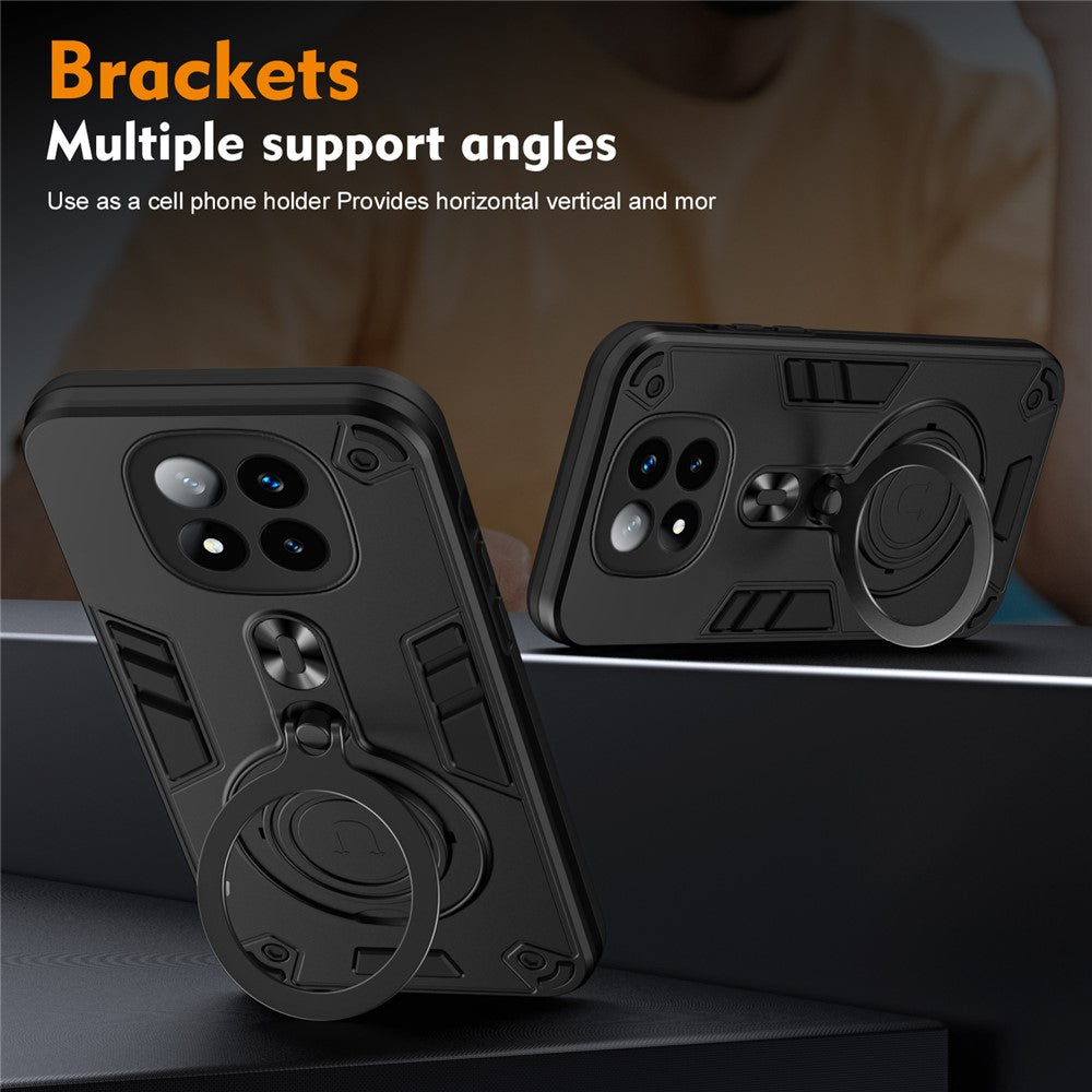 For Xiaomi Redmi Note 14 Pro+ 5G Case Rotatable Kickstand PC+TPU Drop Protection Phone Cover