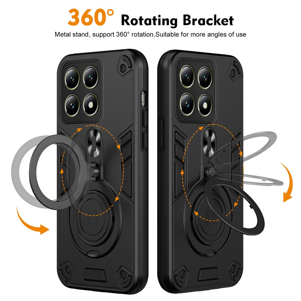 For Xiaomi 14T Case Rotatable Kickstand PC+TPU Drop Protection Phone Cover